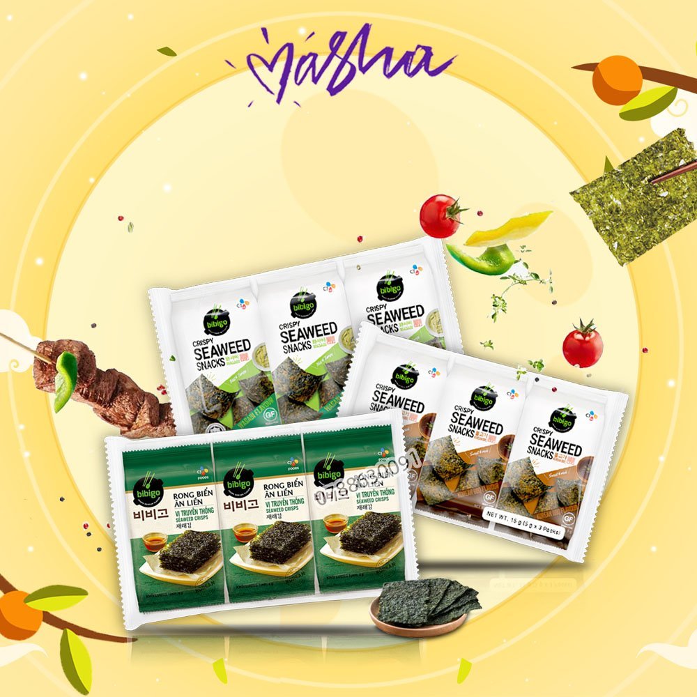 Rong Biển Ăn Liền BIBIGO Hàn Quốc - Lốc 3 bịch (4x3gr)