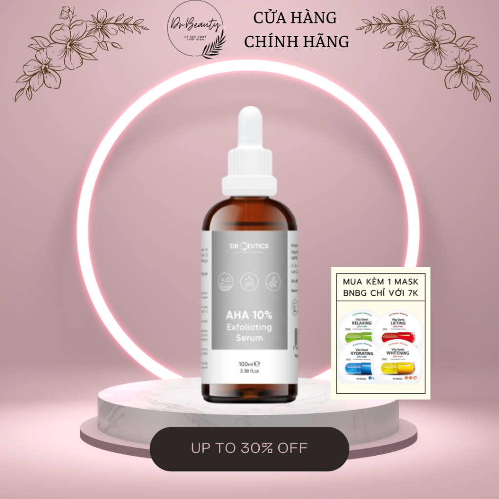 Serum AHA 10% DrCeutics - tẩy da chết; làm sáng, mờ thâm sạm & giảm nếp nhăn - AHA 10% Exfoliating