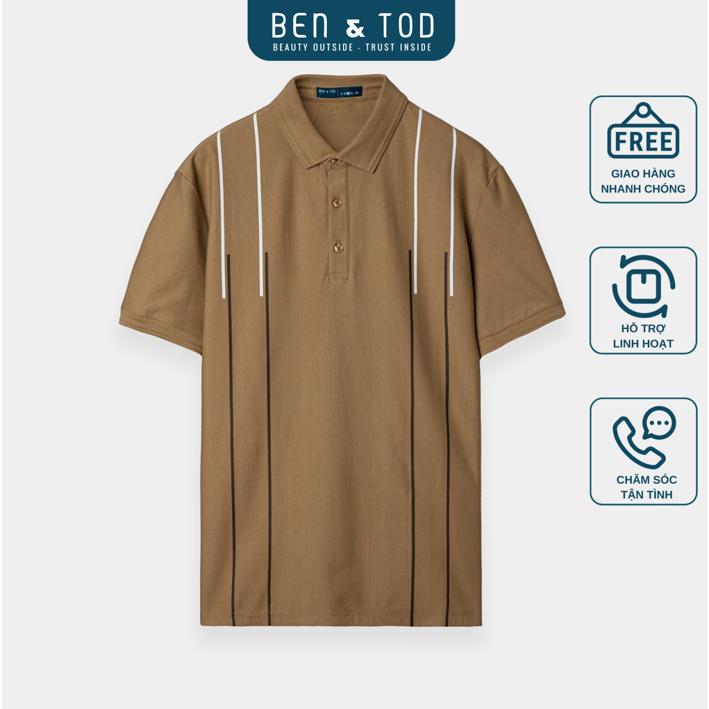 Áo Polo nam BEN & TOD R1300BB348 in sọc, thanh lịch, đơn giản, sang trọng, cotton thoáng mát