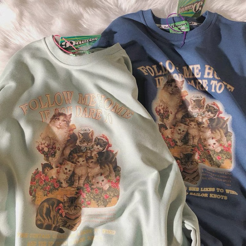 arreboliti - sweater hoodie daiwing hoạ tiết mèo xinh ấm áp mùa đông