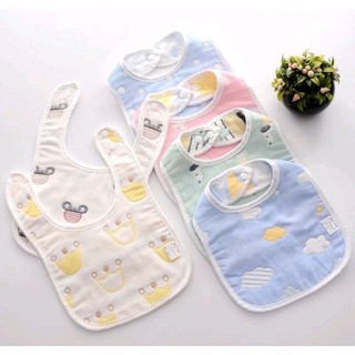 Yếm ăn dặm sợi tre 6 lớp chữ U có cúc bấm cao cấp