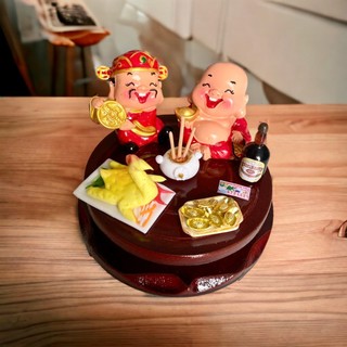 Bàn thờ ông địa mini bàn thờ thần tài trang trí bàn làm việc văn phòng tượng thần tài may mắn