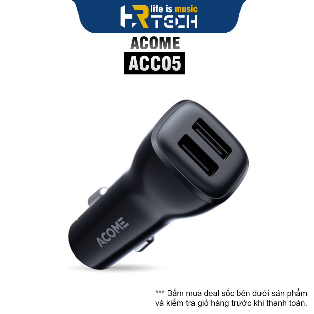 Tẩu Sạc Ô Tô ACOME ACC05 2 Cổng USB Hỗ Trợ Sạc Nhanh Tương Thích Với N