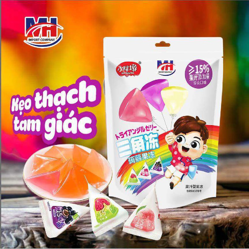 Kẹo Thạch Tam Giác Trái Cây Mix Vị MH - Gói 300G, Tiệm Ăn Vặt Thuỳ Bùi