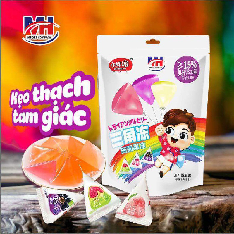 Kẹo Thạch Tam Giác Trái Cây Mix Vị MH - Gói 300G, Tiệm Ăn Vặt Thuỳ Bùi