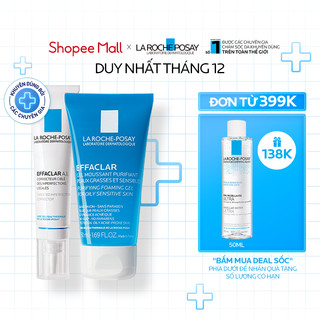Bộ kem giảm mụn La Roche Posay A.I 15ml & Gel rửa mặt cho da dầu mụn Effaclar Gel 50ml