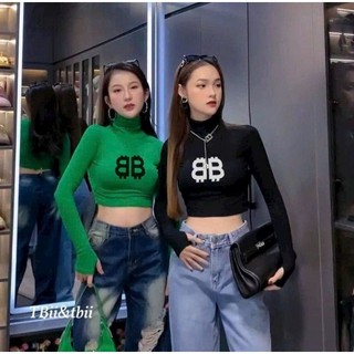 Áo cổ lọ tay dài in chữ BB siêu hot mùa đông