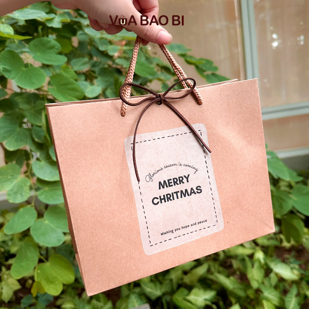 Túi giấy quà kraft Vintage gắn hoa hướng dương T01 - túi đựng quà  nâu quai xách nhiều size