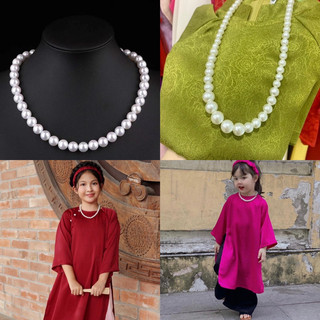 Vòng cổ dây chuyền giả ngọc phụ kiện mặc áo dài đầm váy cho bé gái