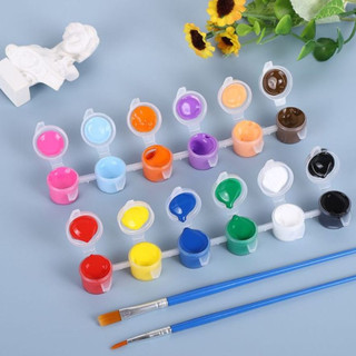 Màu Nước Tô Tượng Loại 6 vỉ màu ô dung tích 3ml/5ml gồm các màu cơ bản, kèm cọ vẽ, cọ vẽ tô tượng.