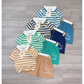 Bộ thun polo kẻ sọc cho bé trai