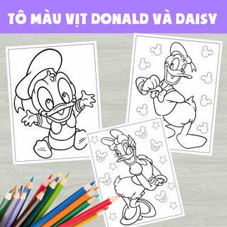 35 tranh tô màu cho bé size a5 - chủ đề vit donald và daisy