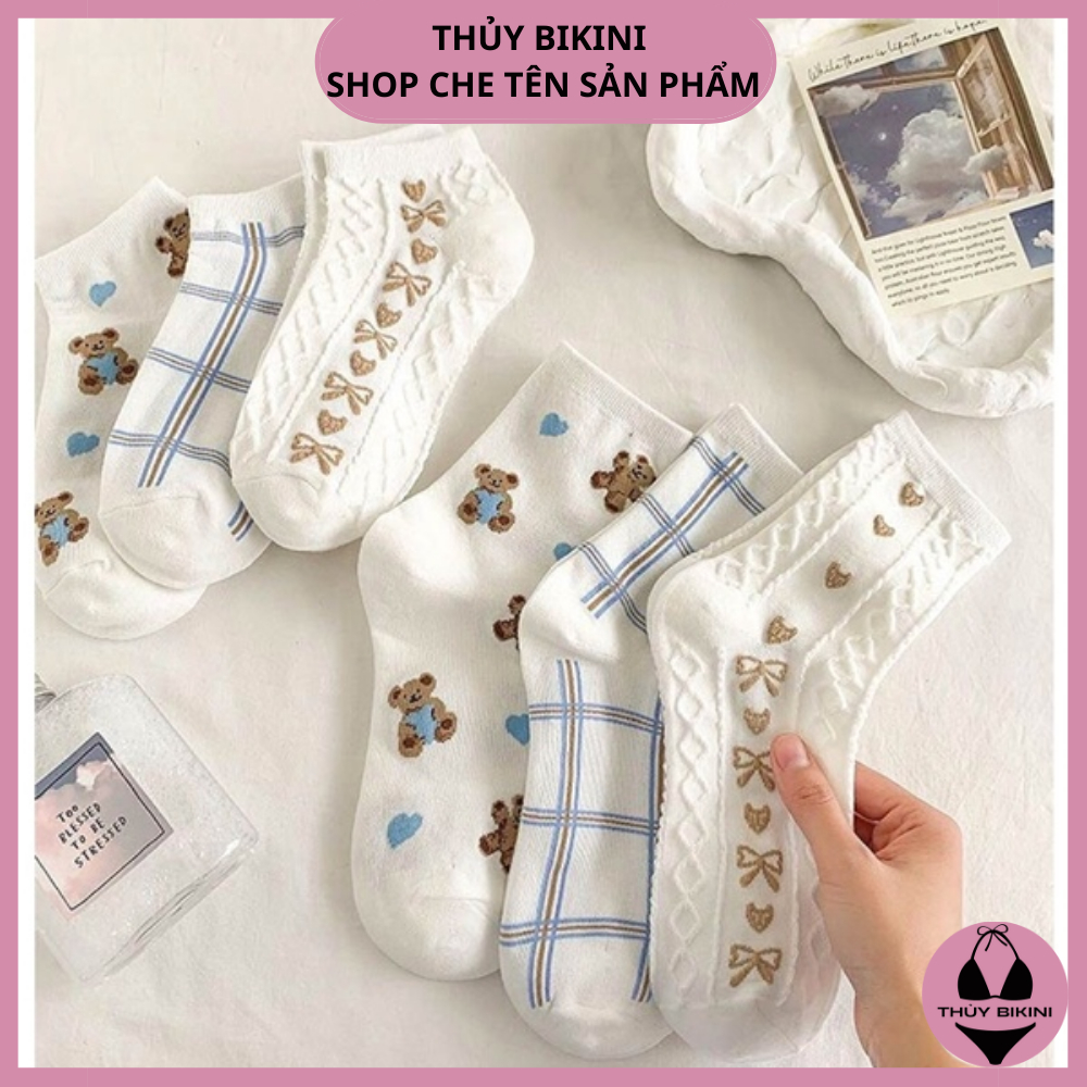Tất vớ nữ phong cách Hàn Quốc dễ thương, chất liệu cotton thoáng khí L6304 (M2300)