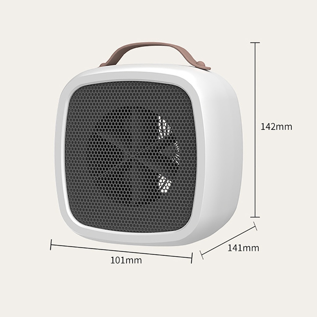 Quạt sưởi mini để bàn siêu ấm hình vuông không mùi nhựa, máy sưởi ấm để bàn mùa đông công suất 500W tiện lợi