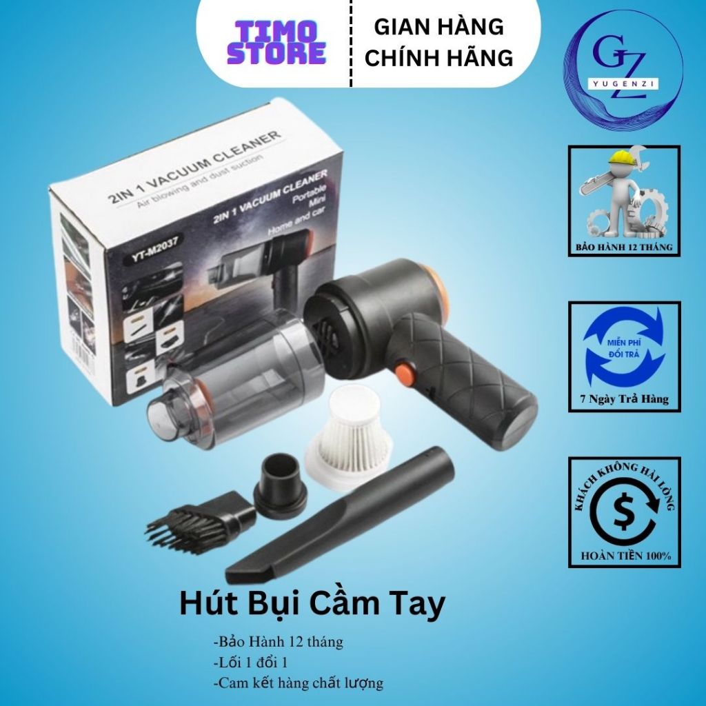Máy Hút Bụi Bụi Mini Không Dây Sạc Pin Có Hút Ẩm Không Khí, Chăn Ga, Ghế Sofa Tại TiMo Store