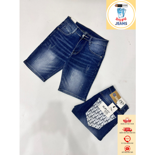 🔥Hot🔥QUẦN JEAN SHORT NAM MÀU XANH PHỐI TRẮNG TÚI THÊU DIOR THỜI TRANG CAO CẤP S141