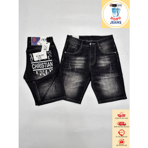 🔥Hot🔥QUẦN JEAN SHORT NAM MÀU ĐEN PHỐI TRẮNG TÚI THÊU DIOR THỜI TRANG CAO CẤP S135