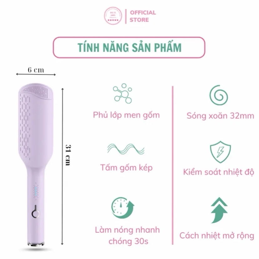 Máy dập xoăn gợn sóng nước 32mm cao cấp phong cách Hàn Quốc - DETI SHOP