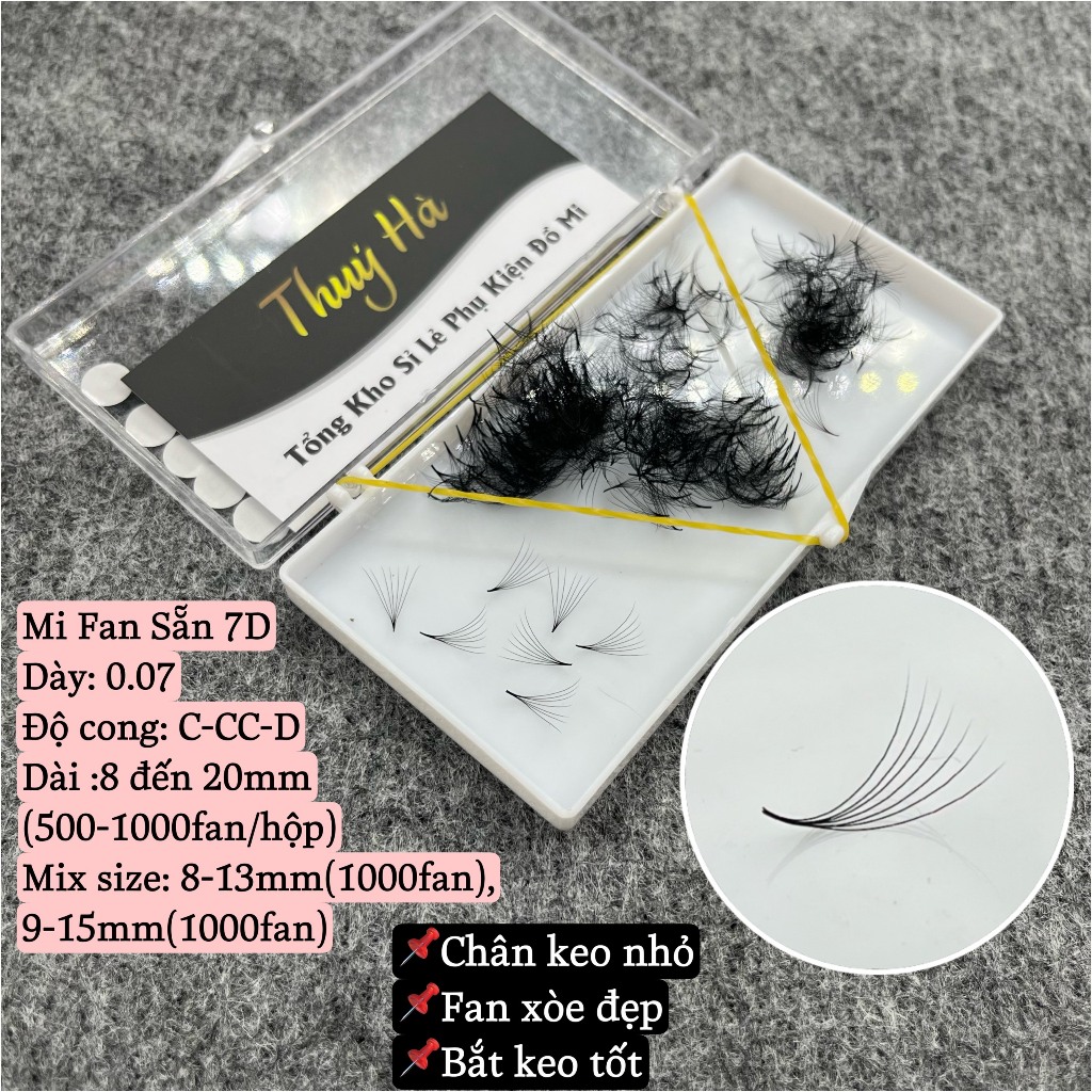 mi fan sẵn 7D độ dày 0.07 độ cong C-CC - D hộp 500-1000fan - mi fan xuất khẩu_mi volume_Thúy Hà
