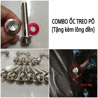[TẶNG KÈM LÔNG ĐỀN] Combo ốc treo pô salaya cho mọi loại xe - INOX 304