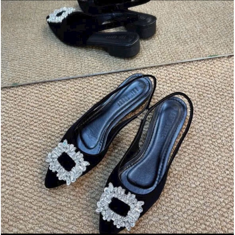 Dép Hậu Nữ, Gắn Đá Vuông Mũi Nhọn 3 Phân