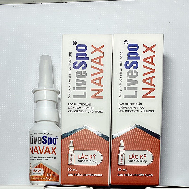 Livespo Navax - Xịt lợi khuẩn 5 tỷ lợi khuẩn chăm sóc, vệ sinh, phòng ngừa vi.êm nhiễm tai mũi họng (Hộp 4 ống x 5ml)