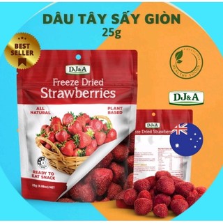 Combo 2 túi dâu tây sấy giòn dj&a 25g - snack dâu tây - hàng nhập khẩu úc - dinh dưỡng cao