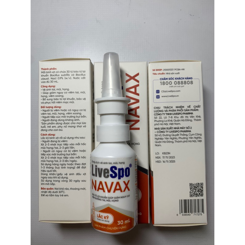 Navax - Xịt bào tử lợi khuẩn phòng ngừa viêm mũi họng cho trẻ