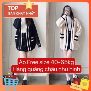 ÁO LEN KHOÁC NGOÀI Hàng Quảng Châu CARDIGAN FORM RỘNG VIỀN SỌC ĐEN TRẮNG 2023