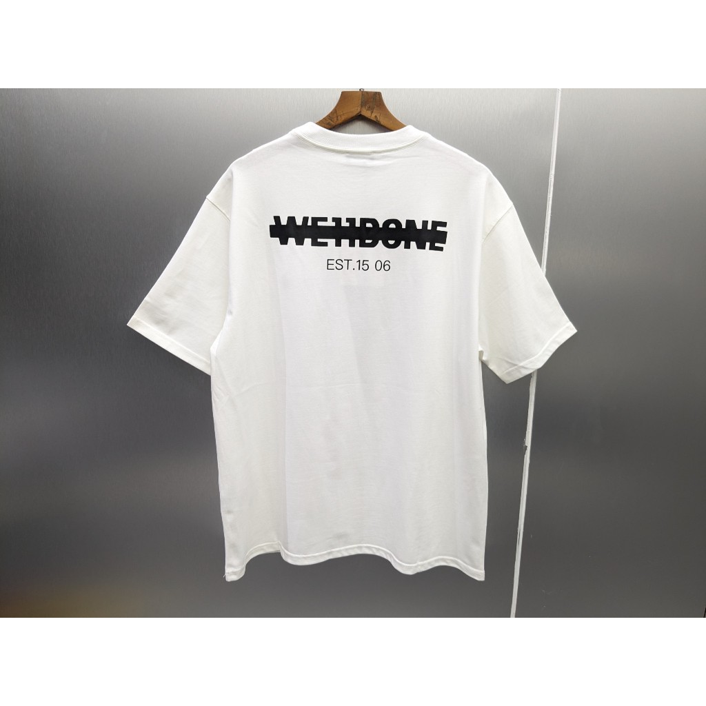 Áo thun thời trang streetwear We11done Basic chữ ngang phối màu Hồng - Đen