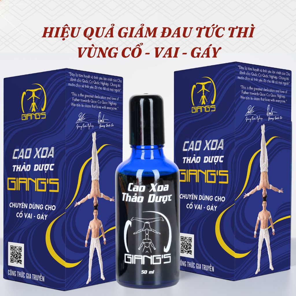 Cao Xoa Bóp Thảo Dược GIANG'S Giảm Đau Cổ-Vai-Gáy Gia Truyền Quốc Cơ Quốc Nghiệp Chai 50ml