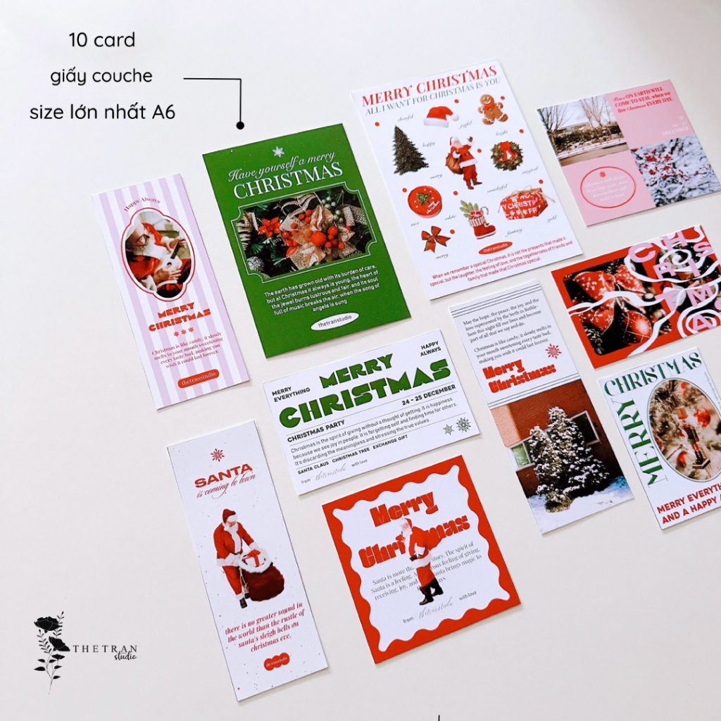 Bộ 25 postcard poster ảnh sticker giáng sinh A6 decor phòng dán tường sổ tay / merry christmas kit / thetranstudio