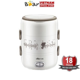 Hộp cơm cắm điện giữ nhiệt 2L Bear, 3 khay Inox, hâm nóng và tự nấu chín thức ăn – Hàng chính hãng