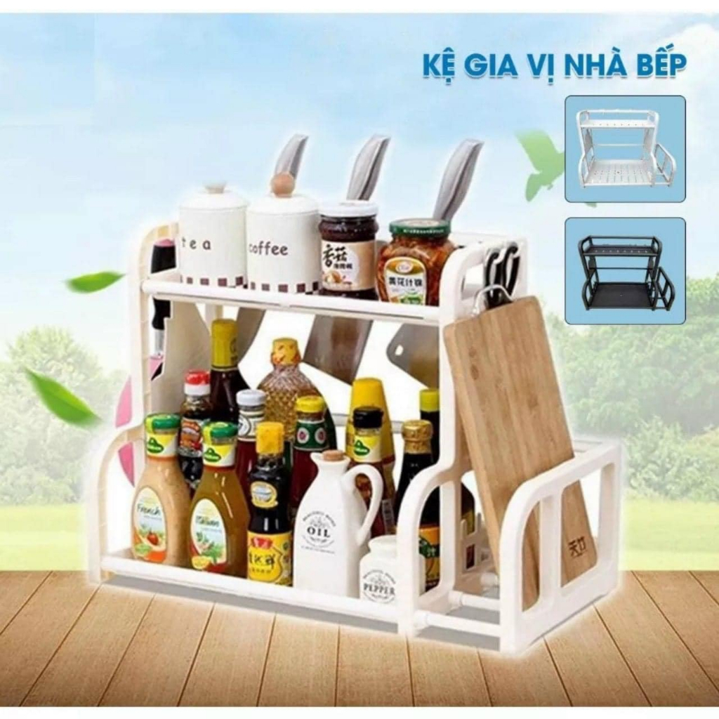 Kệ Gia Vị Nhà Bếp Chữ B Có Gác Thớt. KỆ GIA VỊ CHỮ H 2 TẦNG MỚI CÓ KHE ĐỂ THỚT. Kệ đựng gia vị nhà bếp 2 tầng chữ B