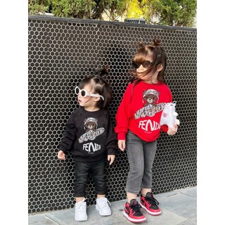 Áo nỉ cổ tròn,áo sweater gấu trượt ván,áo khoác nỉ cổ tròn cho bé trai bé gái unisex