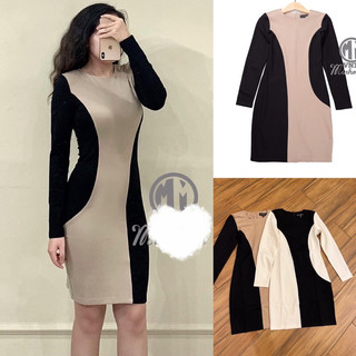 Đầm thun body tay dài phối màu Beverly Hills P.o.l.o Club chất thun umi dày dặn co giãn-hàng xuất xịn