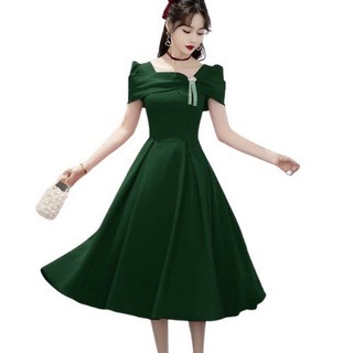 váy đầm tết dạ hội váy đầm đám cưới đầm buổi tiệc màu đỏ kèm phụ kiện sang trọng có size S,M,L,XL