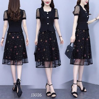 Đầm váy xòe phối lưới cho nữ ,Đầm váy xòe hoạ tiết cho nữ thường ngày có size M,L,XL,XXL