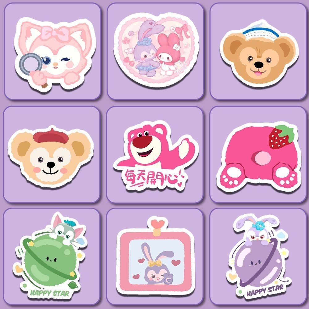 Set 66 hình dán sticker gấu dâu cute đáng yêu chống nước dán laptop, điện thoại, đàn guitar, mũ bảo hiểm, vali