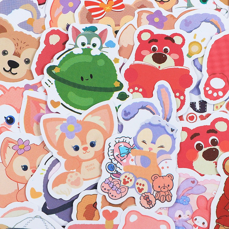 Set 66 hình dán sticker gấu dâu cute đáng yêu chống nước dán laptop, điện thoại, đàn guitar, mũ bảo hiểm, vali