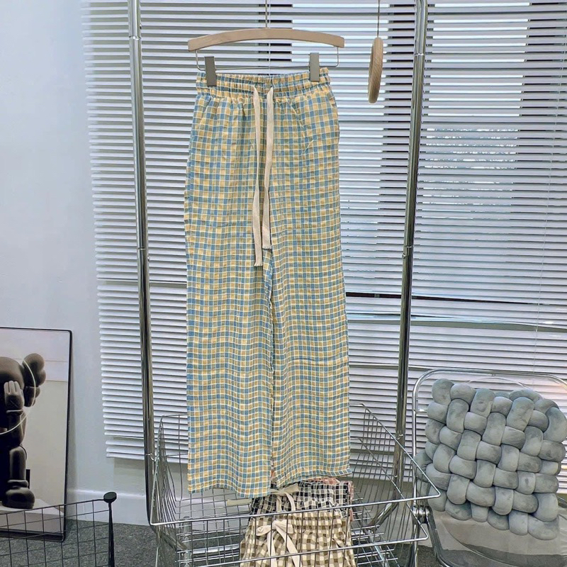 Quần Caro kẻ màu mới 2023, chất liệu cao cấp, màu sắc trẻ trung, lưng chun cao, dây rút thật.