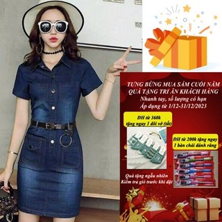 ĐẦM JEAN ÔM CỔ SƠ MI – MS: D736