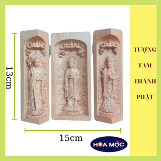 Bộ Ta Bà Tam 💥 TẶNG TRÀNG 108 HẠT GỖ MUN 💥 Địa Tạng Bồ Tát - Phật A Di Đà - Quan Âm Bồ Tát. Điêu Khắc Bằng Chất Liệu Gỗ