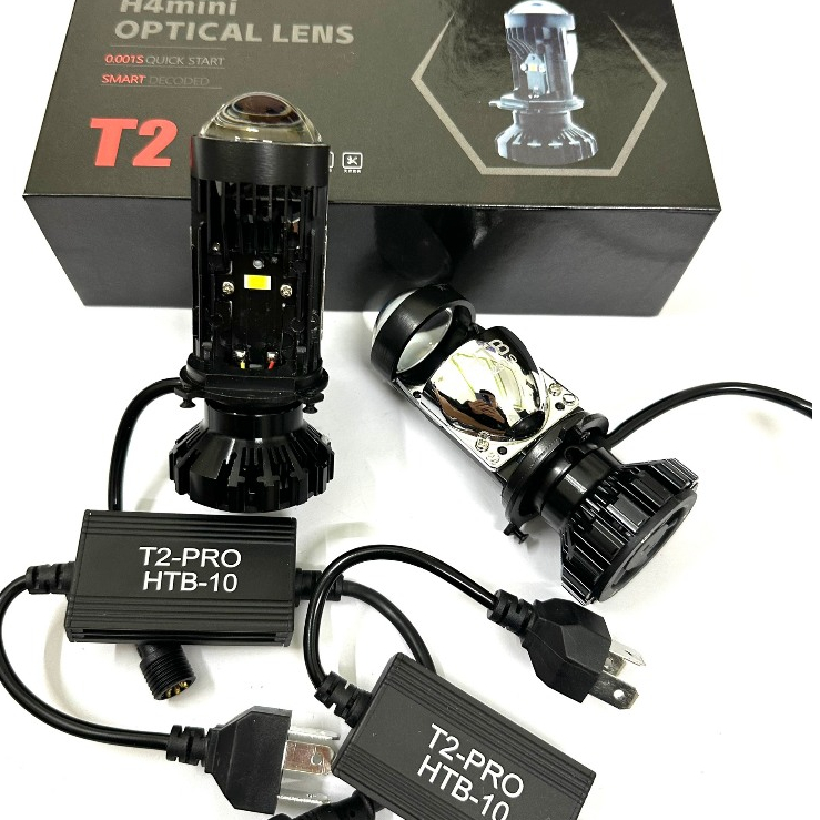 Đèn Pha LED Bi Cầu Mini H4 T2 Mẫu 2024 Pro Kính Tím Lắp Ô tô, Xe Máy Bảo Hành 1 Năm Ánh Sáng Trắng