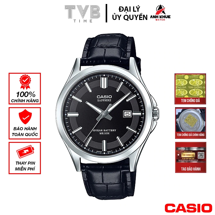 Đồng hồ nam dây da Casio chính hãng Anh Khuê MTS-100L-1AVDF (41mm)