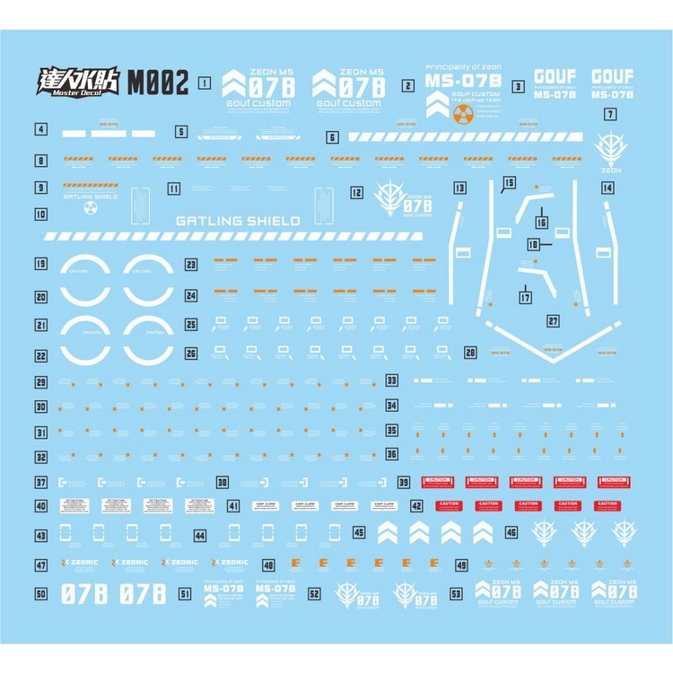 Đề can - Decal nước cho mô hình lắp ráp MG Gouf Custom