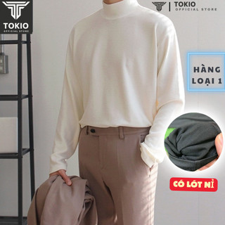 Áo giữ nhiệt nam cổ cao 3cm chính hãng TOKIO, áo thun chất cotton thể thao thu đông cao cấp ấm áp