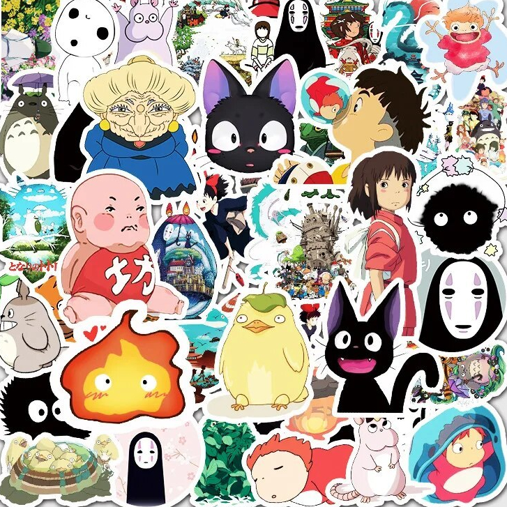 Bộ 102 Nhãn Dán Sticker Hình Anime Ghibli Totoro, Spirited Away, Kiki, Howl Giao Ngẫu Nhiên Không Trùng