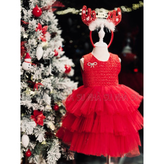 Đầm noel và đầm tết cho bé gái đi chơi đi tiệc NS23, váy công chúa bồng xoè 3 tầng thiết kế bởi Nhà Su