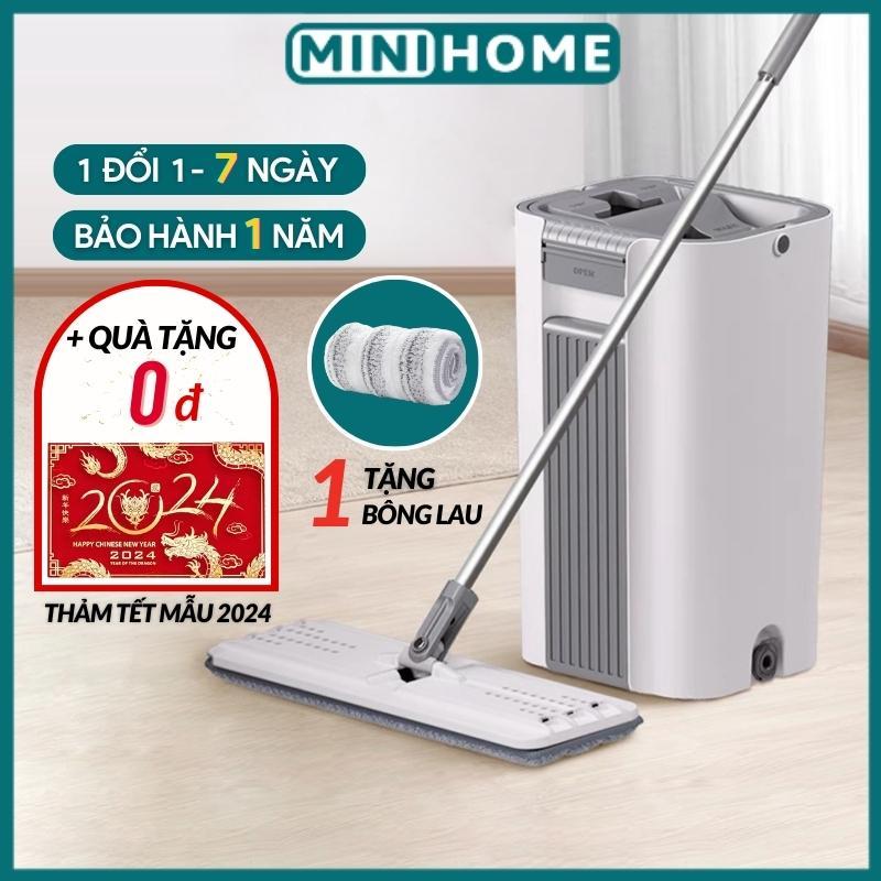 Cây lau nhà tự vắt thông minh bộ chổi lau nhà 360 độ đa năng bộ lau nhà 2 ngăn giặt vắt tiện lợi GOSI PLUS